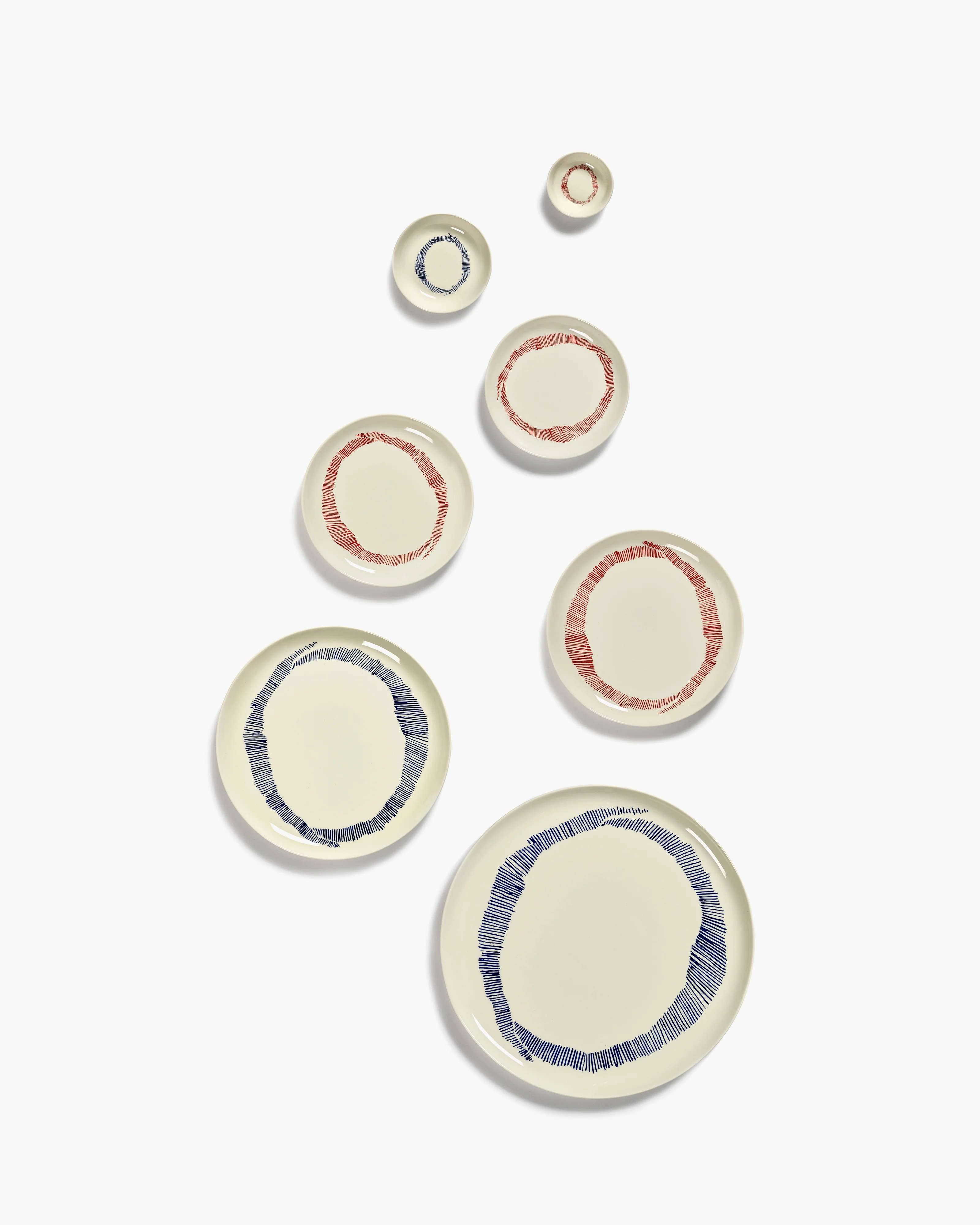 Serving plate white - blue stripes Feast - Image 3