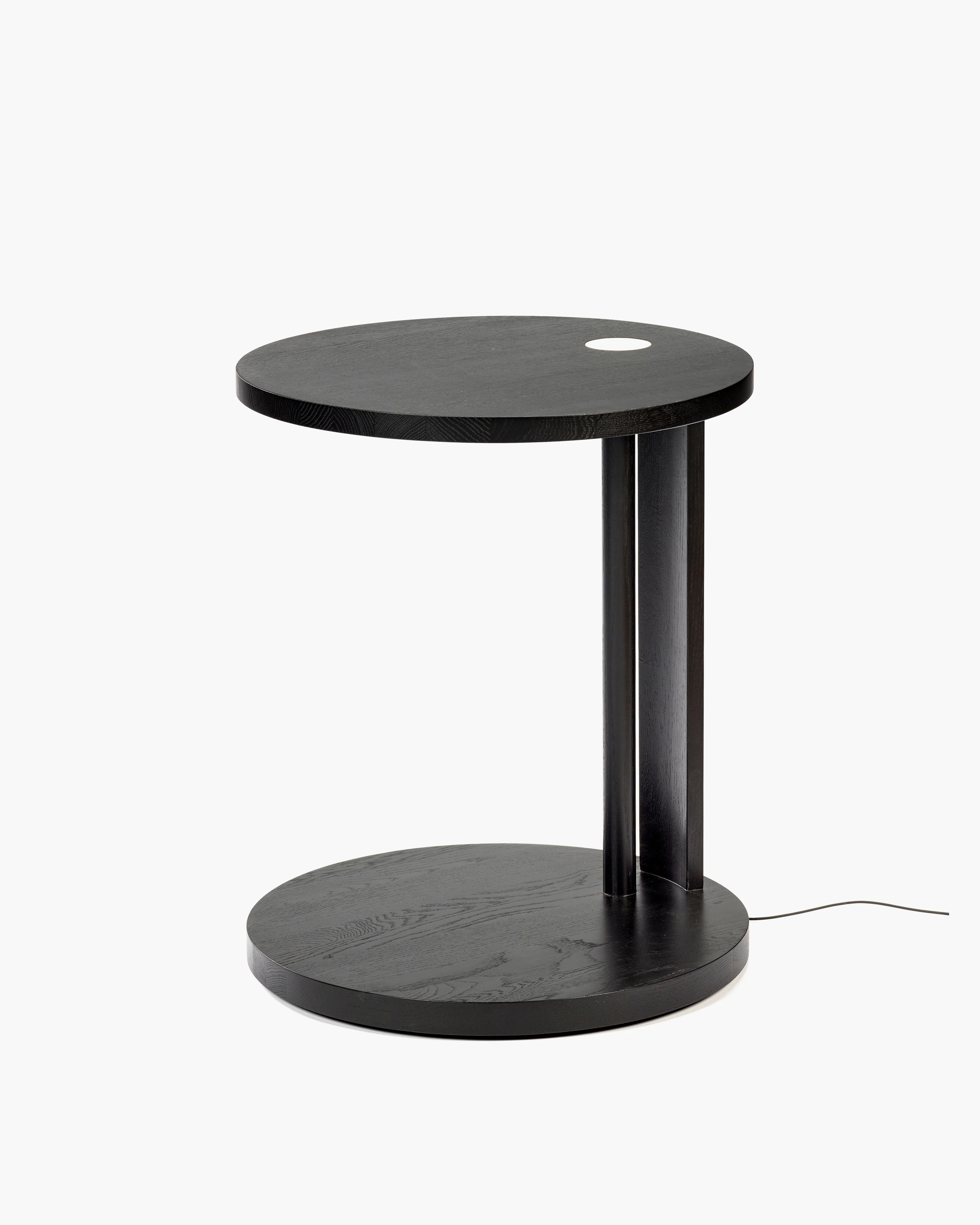 Side table S with LED light oak stained black Aura