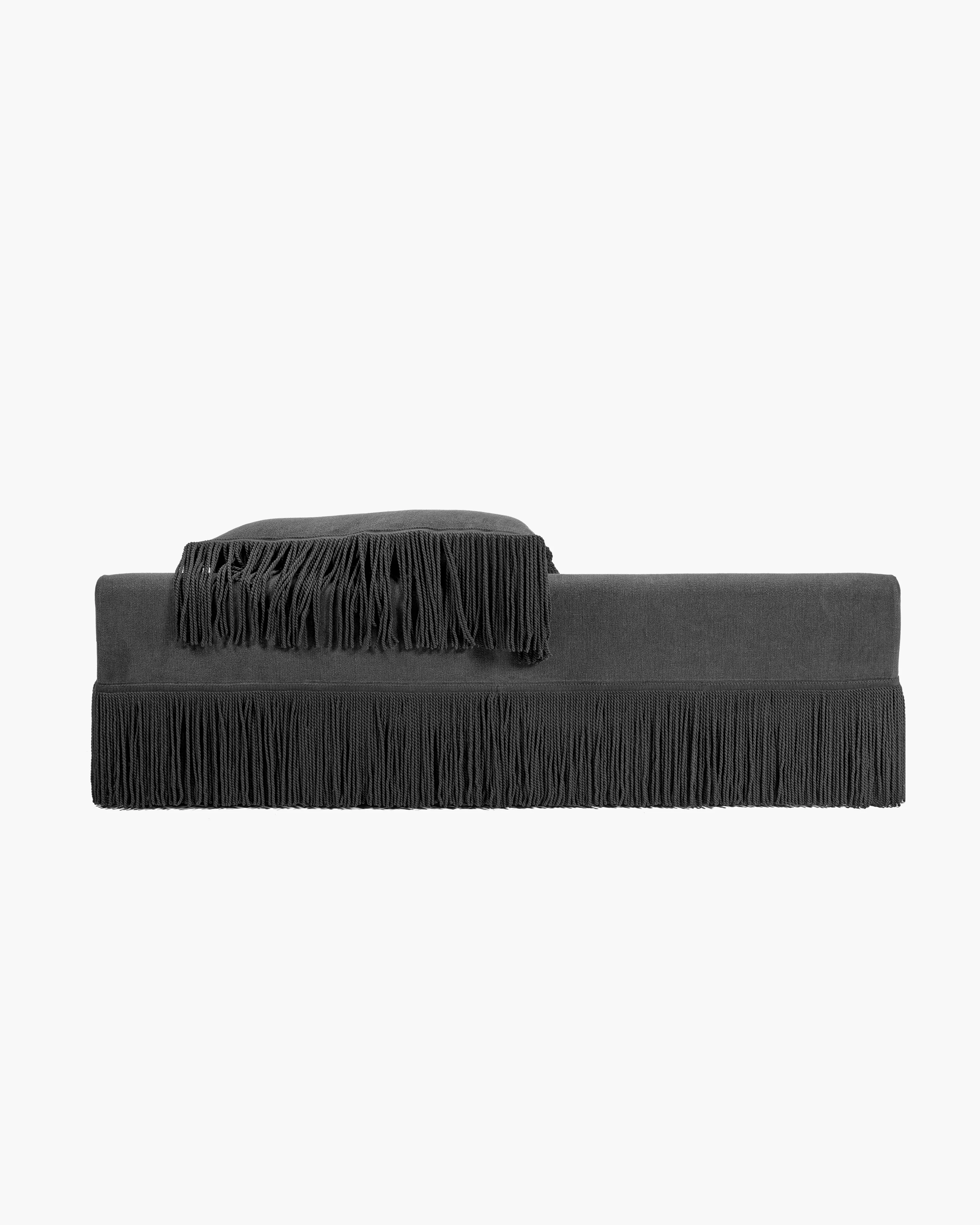 Sofa incl 1 cushion black with black fringes Frou - Image 3