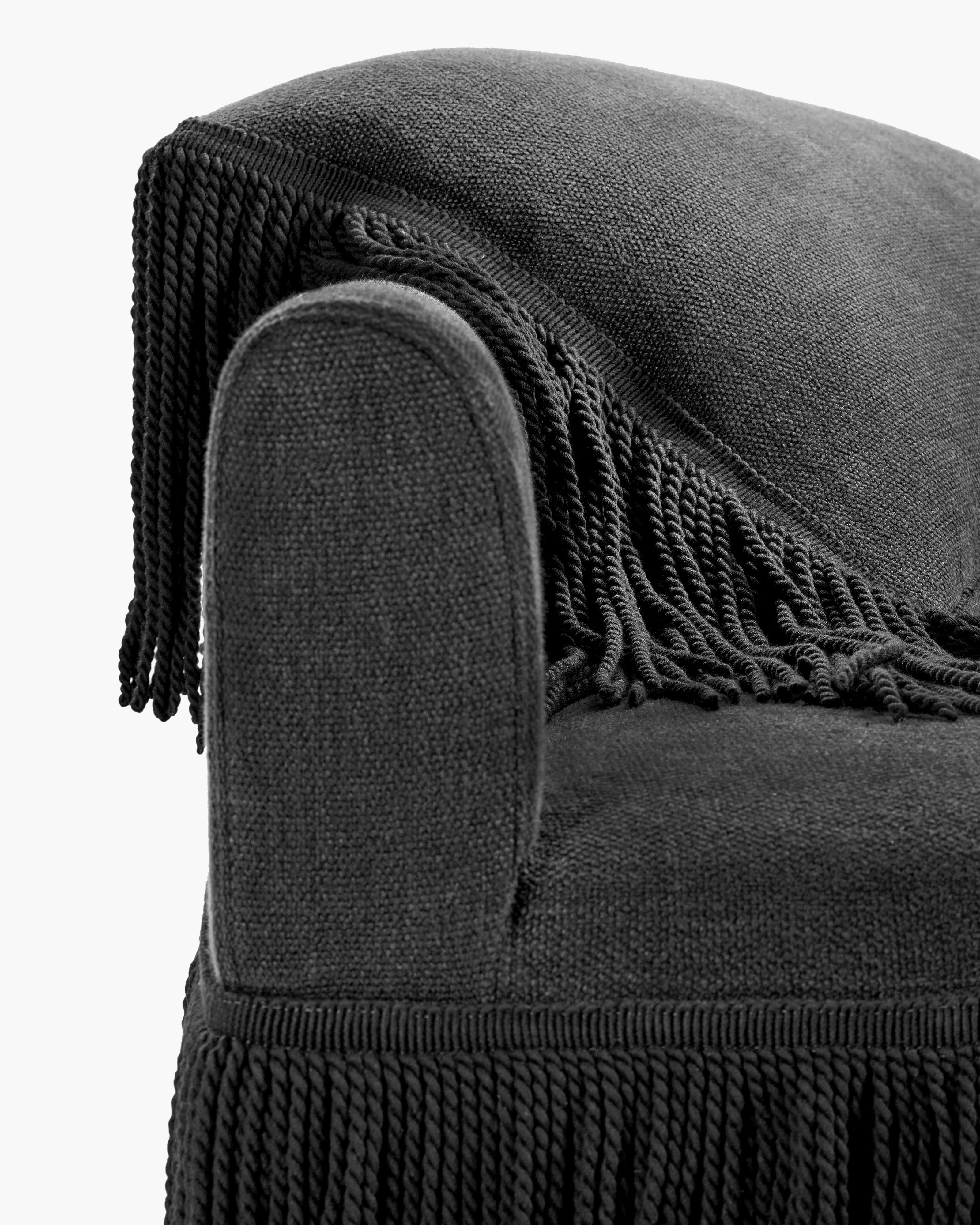 Sofa incl 1 cushion black with black fringes Frou - Image 6