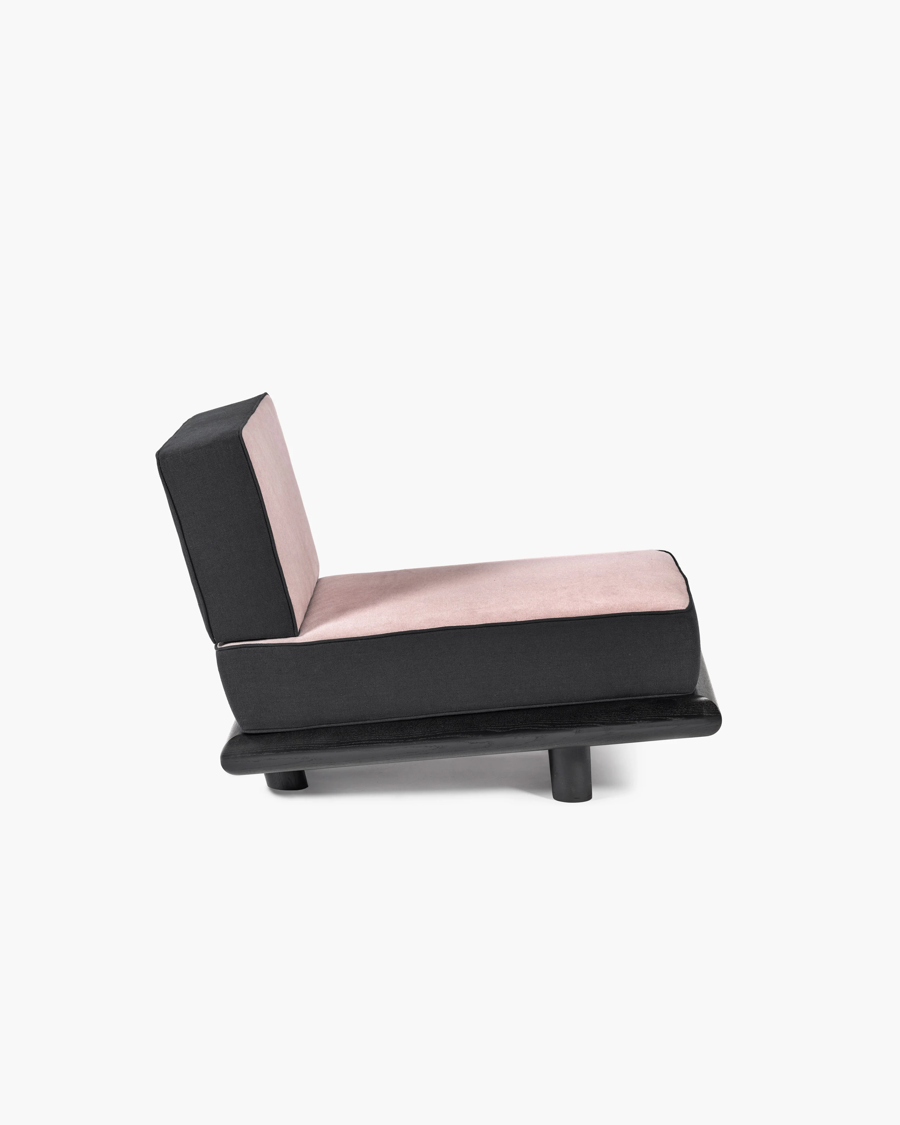 Sofa velvet rose + lin black + frame oak stained black Ono 1 - Image 4