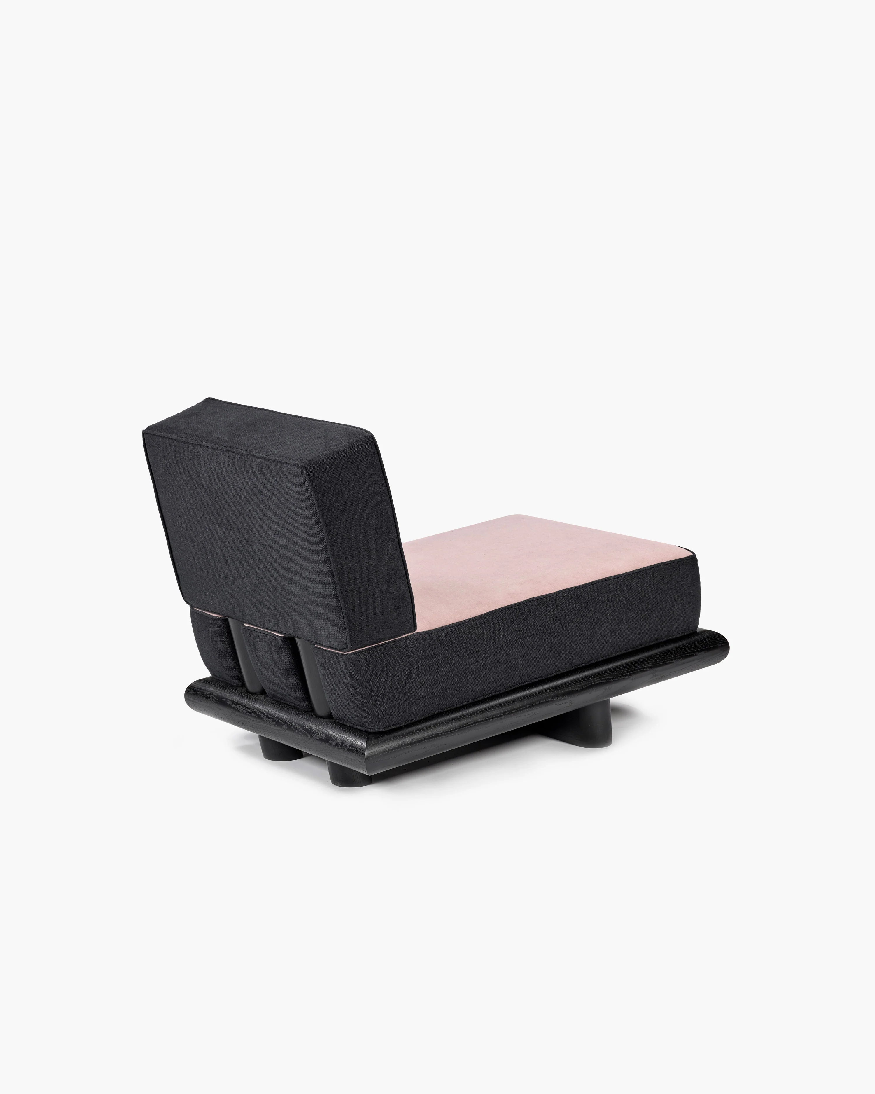 Sofa velvet rose + lin black + frame oak stained black Ono 1 - Image 5