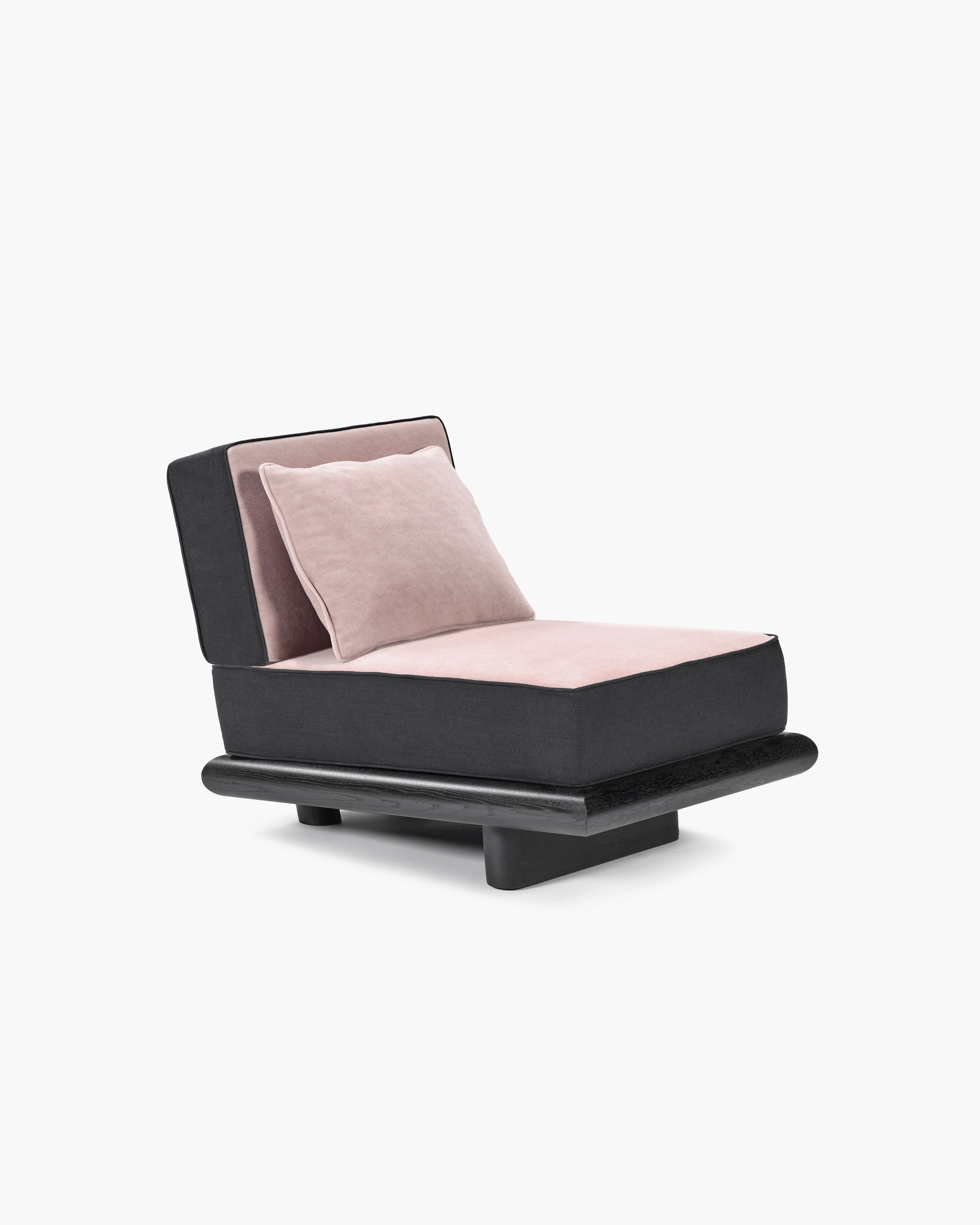 Sofa velvet rose + lin black + frame oak stained black Ono 1 - Image 6