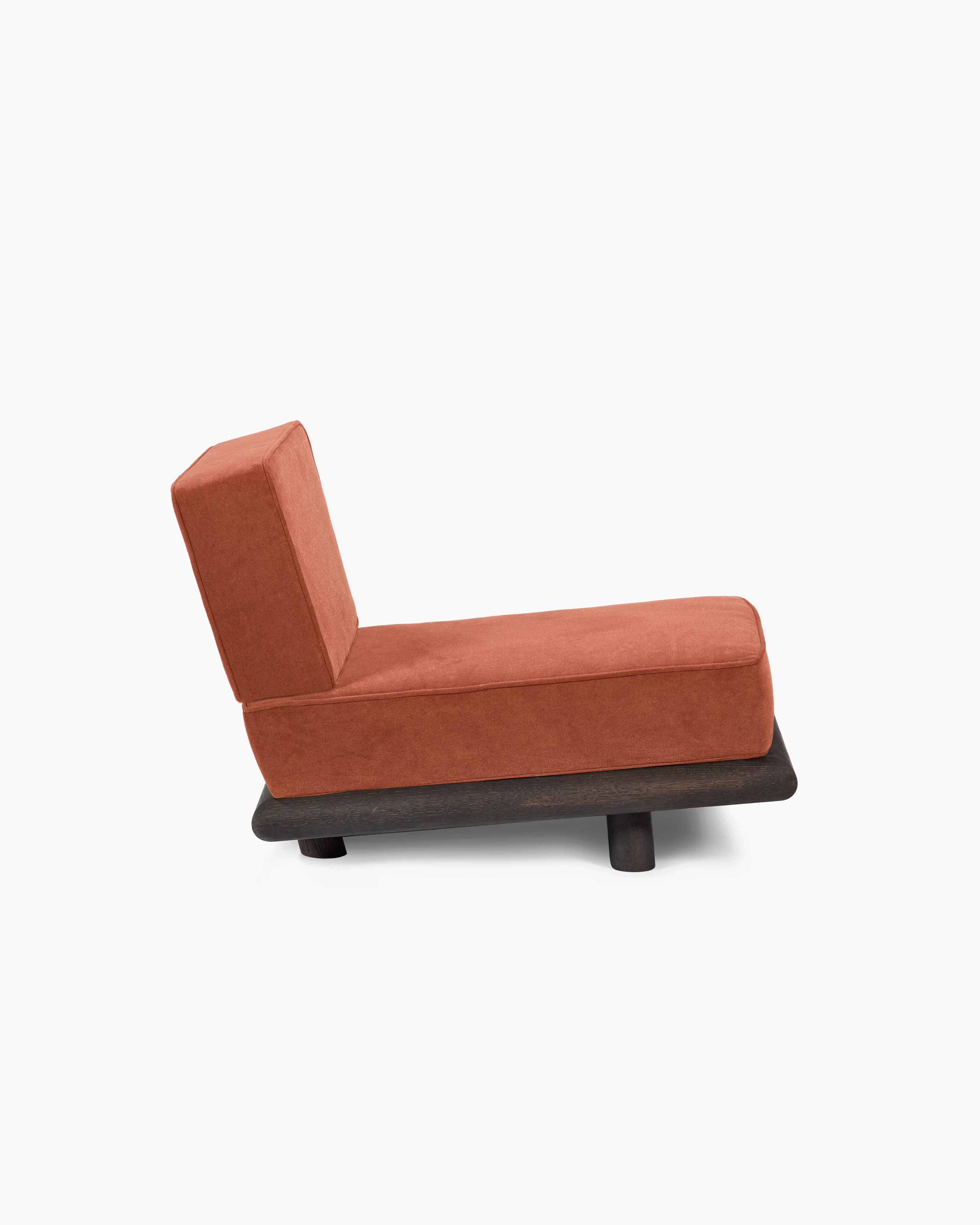 Sofa velvet tangerine + frame oak brown Ono 1 - Image 4