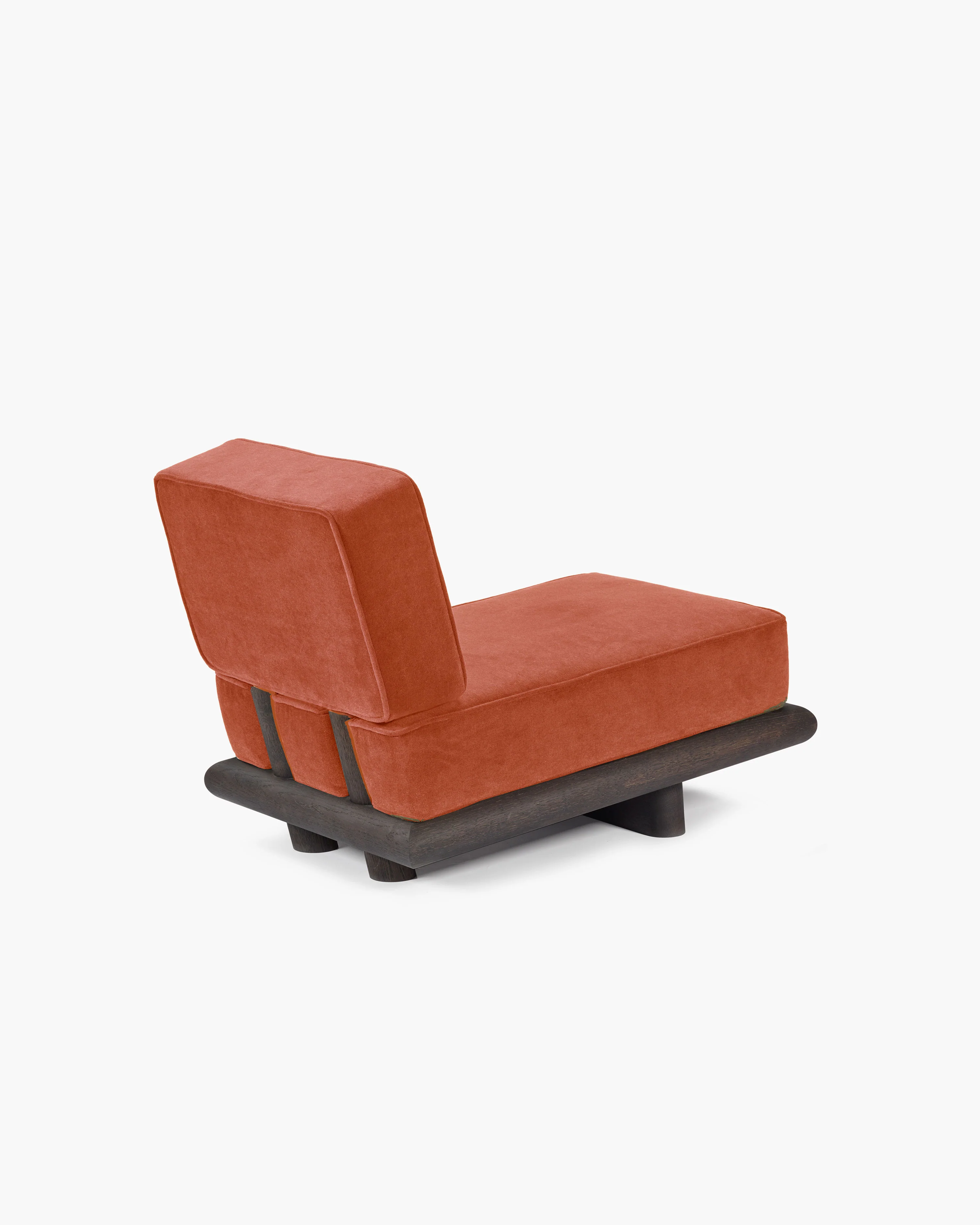 Sofa velvet tangerine + frame oak brown Ono 1 - Image 5