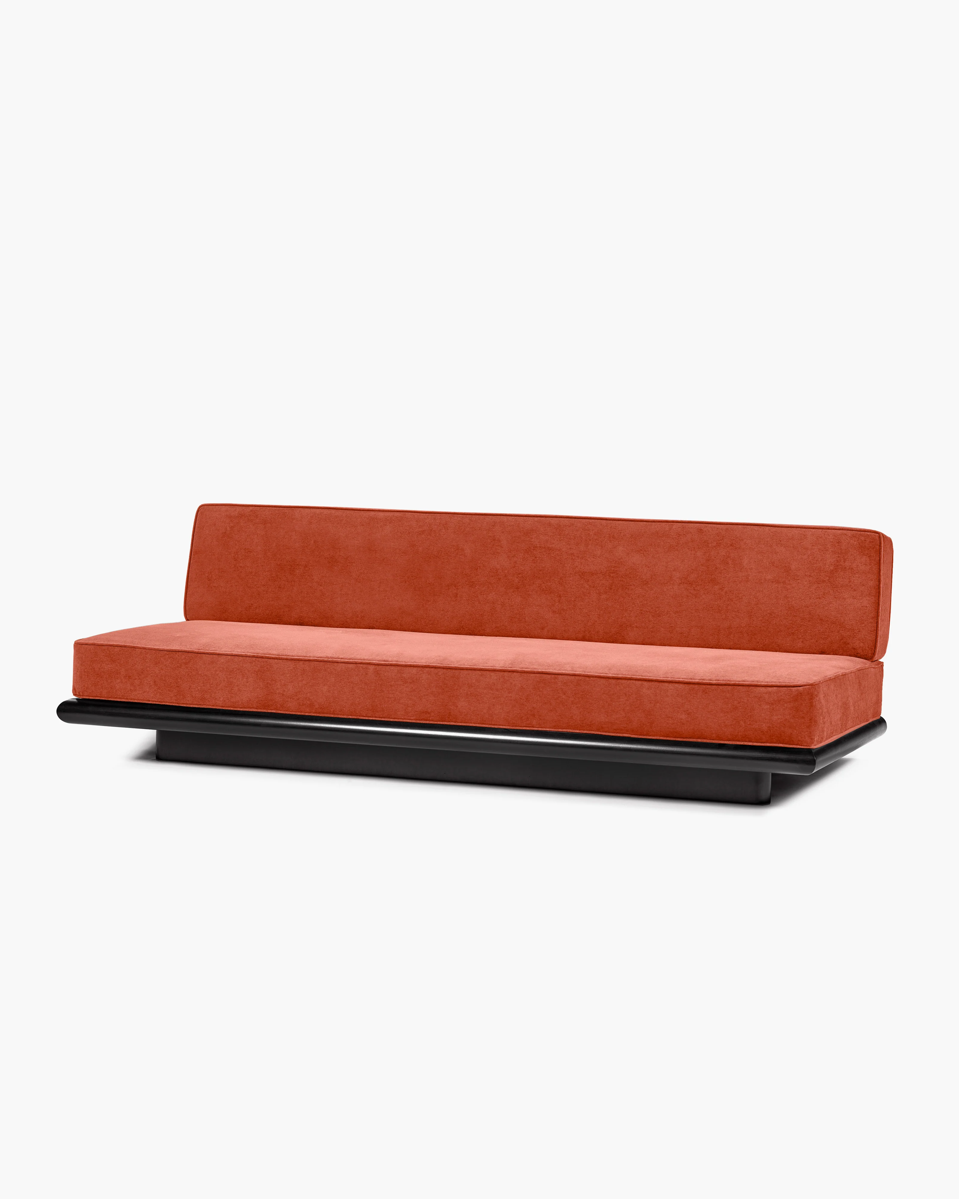 Sofa velvet tangerine + frame tulipwood stained dark Ono 3