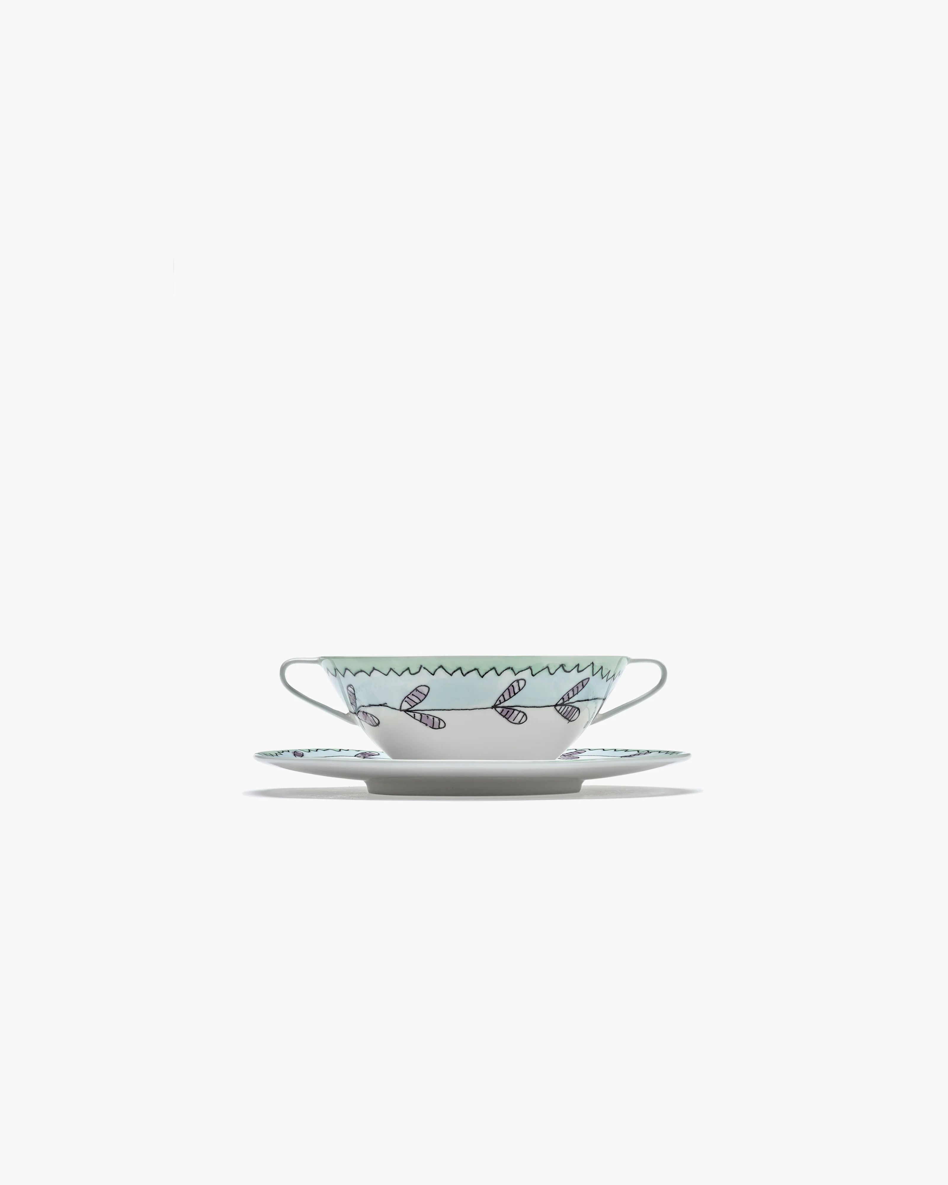 Soup bowl with saucer Blossom milk Midnight Flowers - Image 3