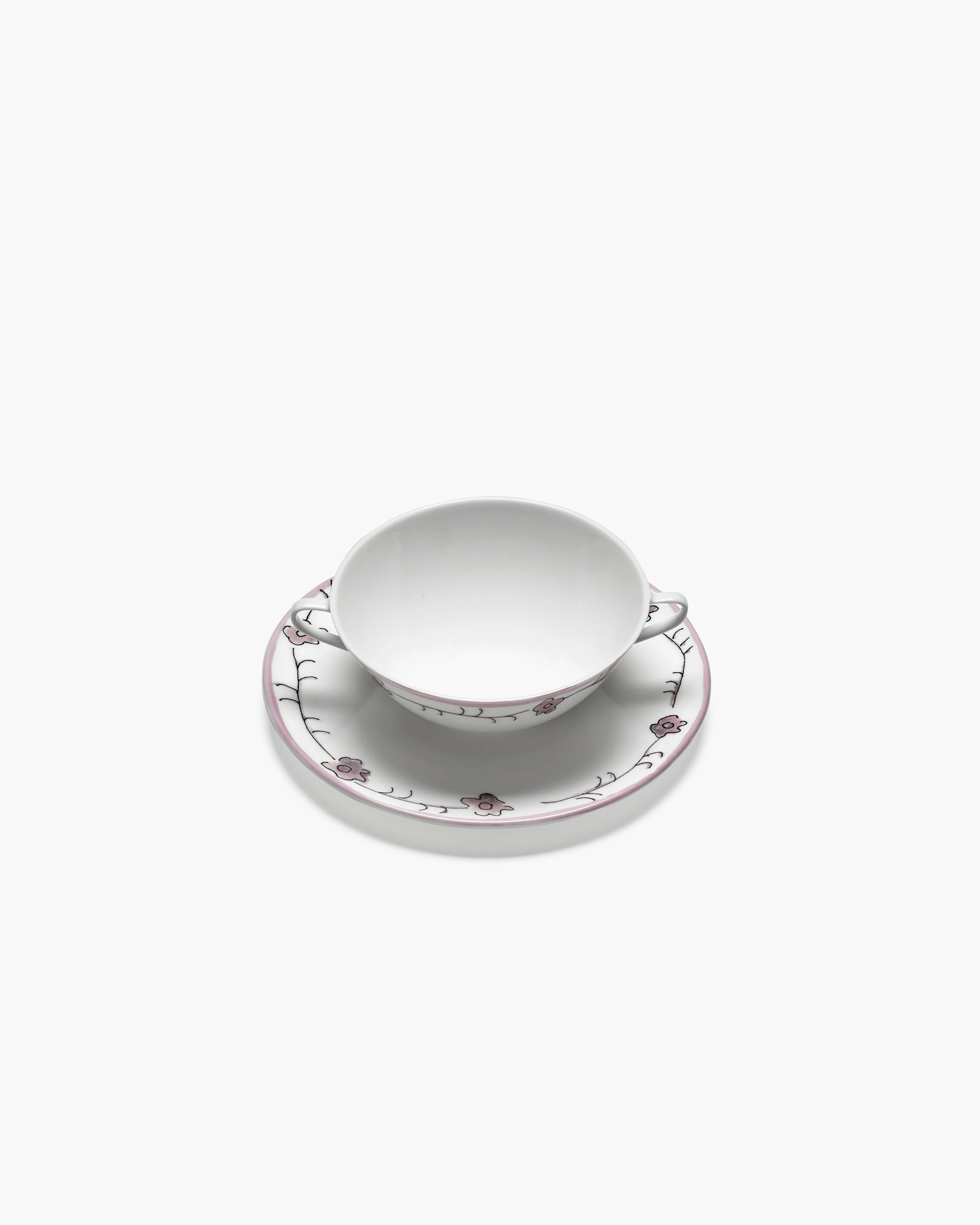 Soup bowl with saucer Dark viola Midnight Flowers - Image 2