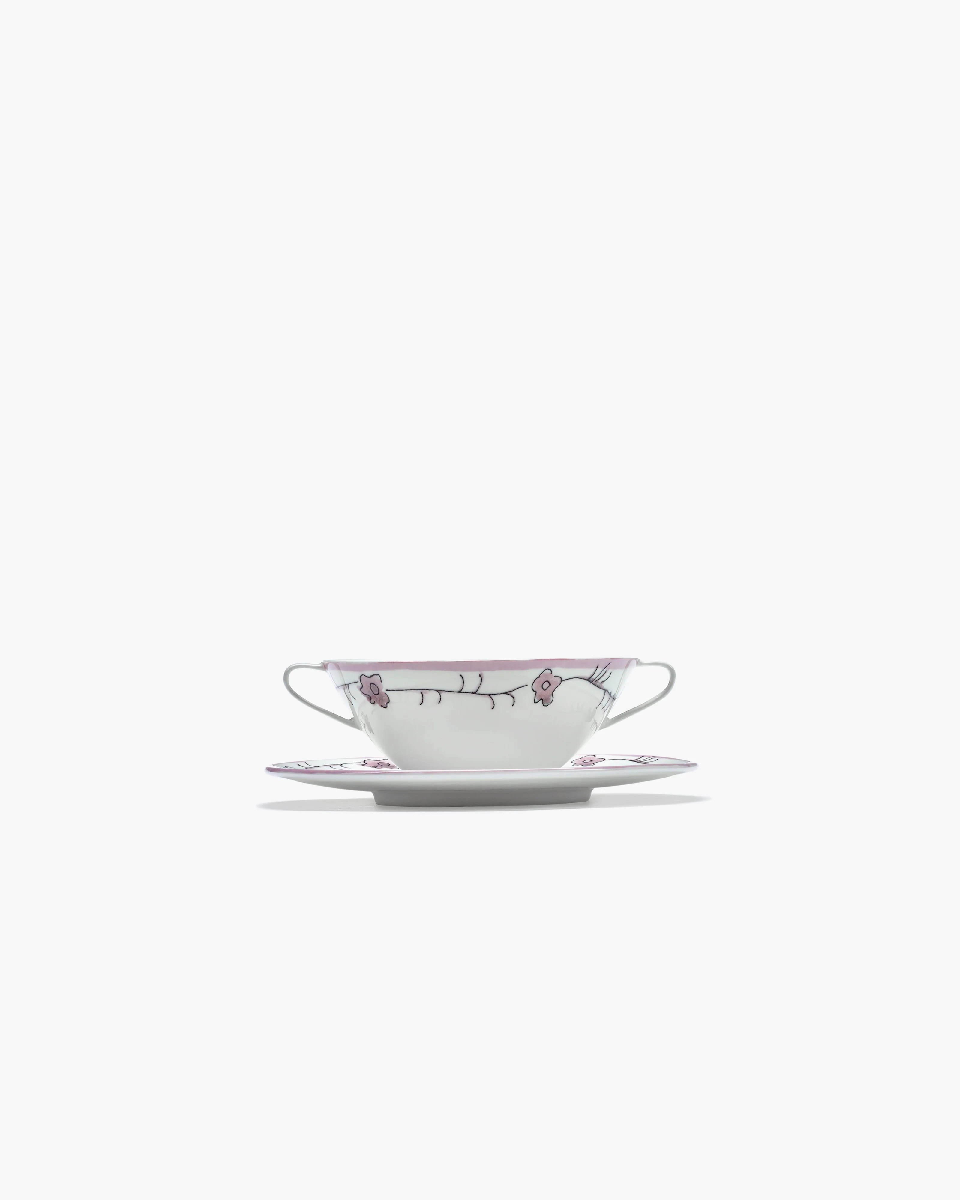 Soup bowl with saucer Dark viola Midnight Flowers - Image 3
