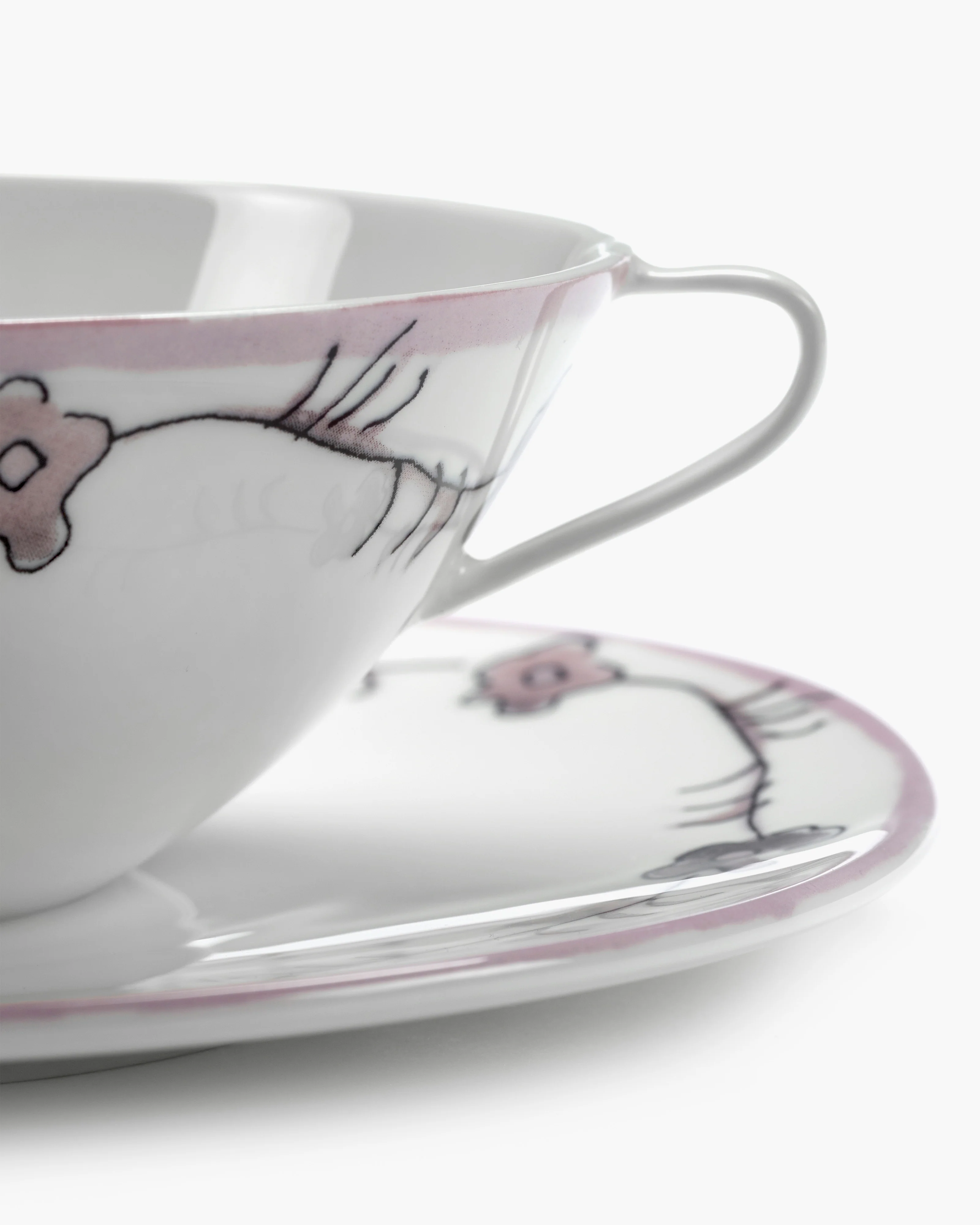 Soup bowl with saucer Dark viola Midnight Flowers - Image 4