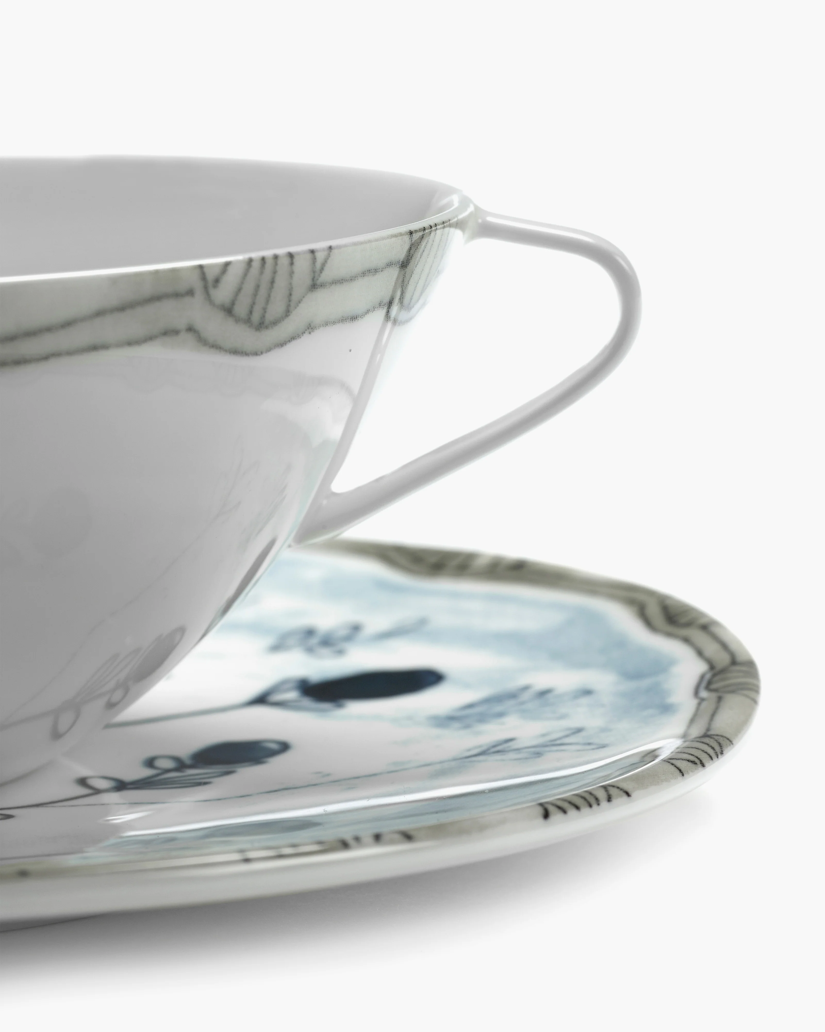 Soup bowl with saucer Mirtillo tea Midnight Flowers - Image 5