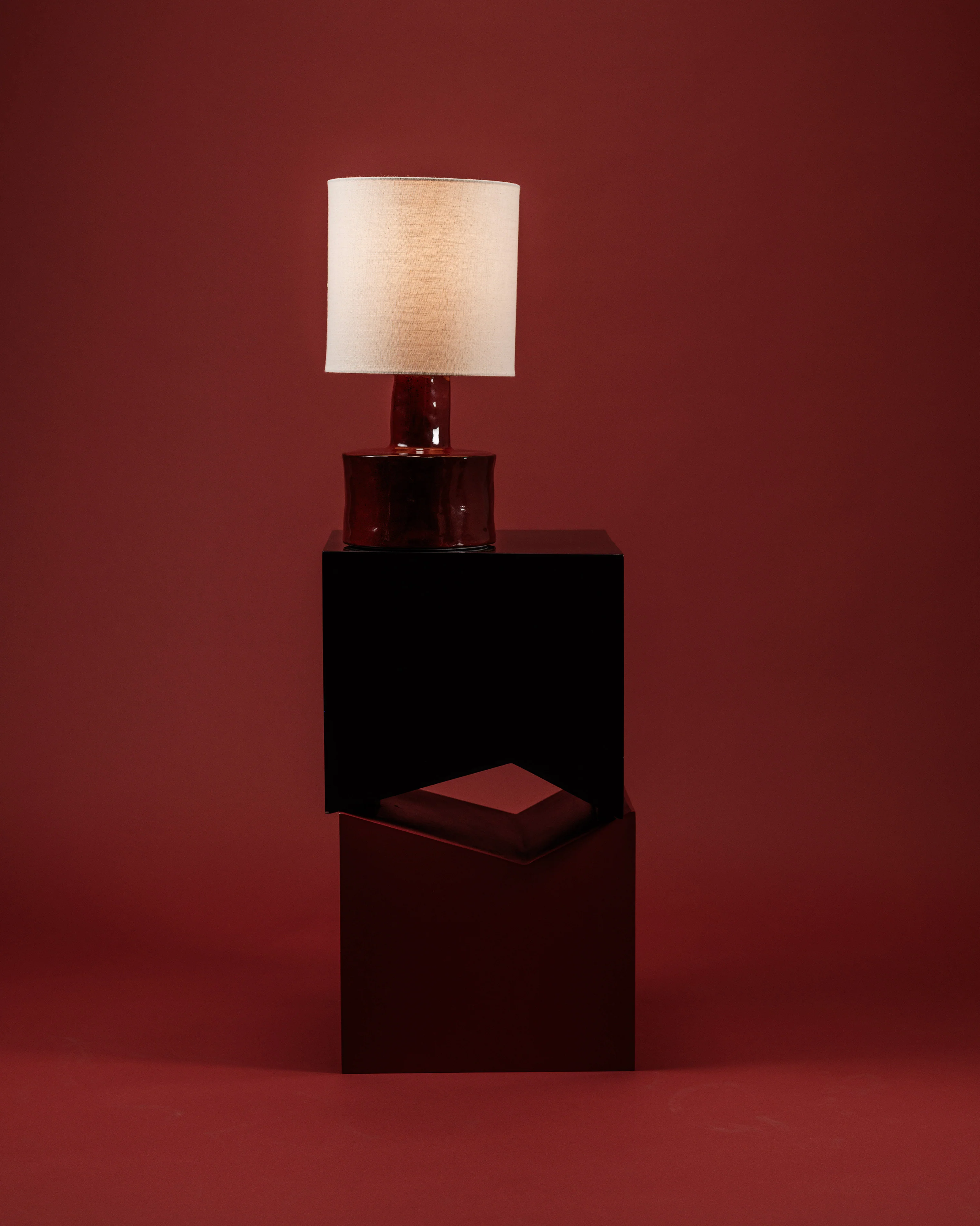 Table lamp red - beige Catherine - Image 3