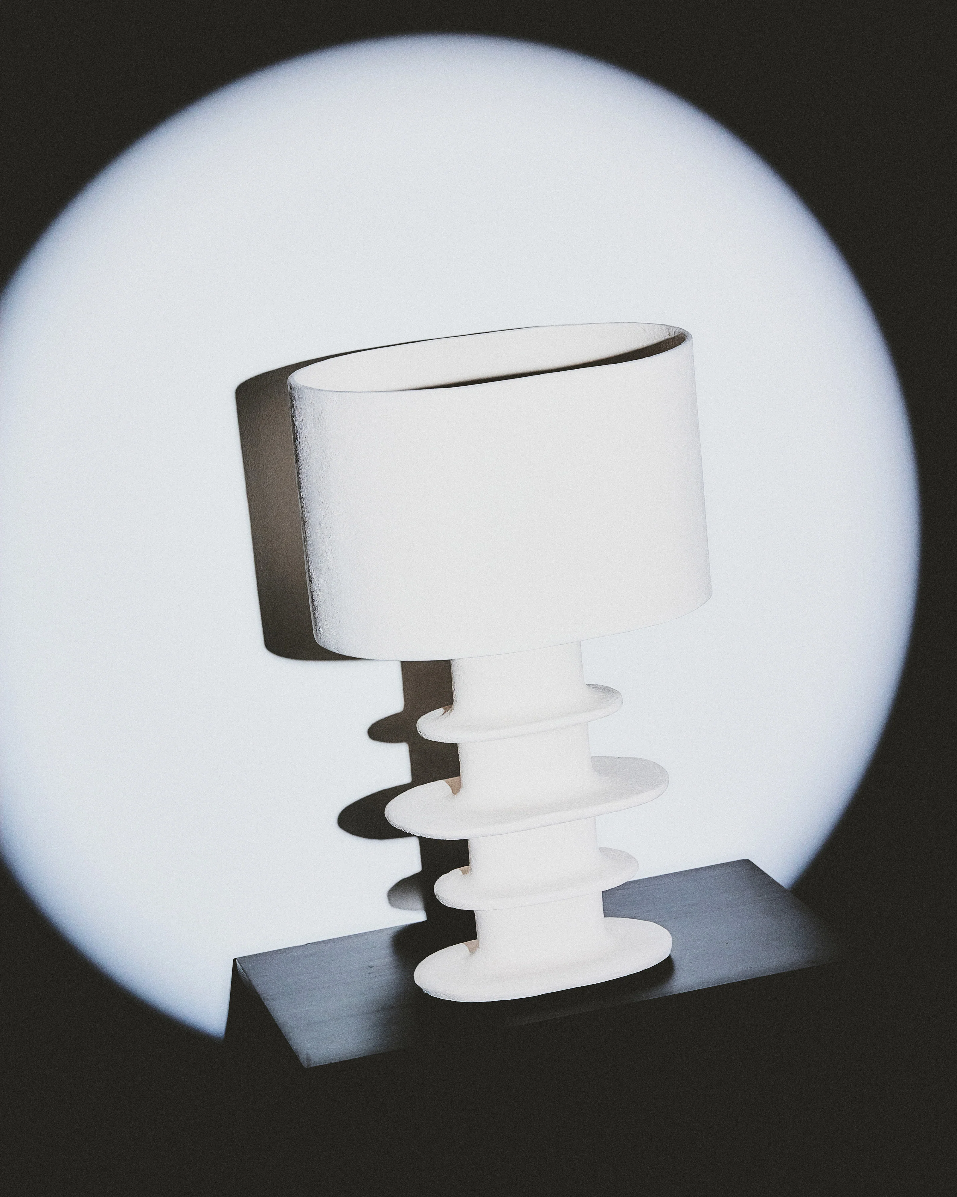 Table lamp white paper mache geometrical Earth - Image 2