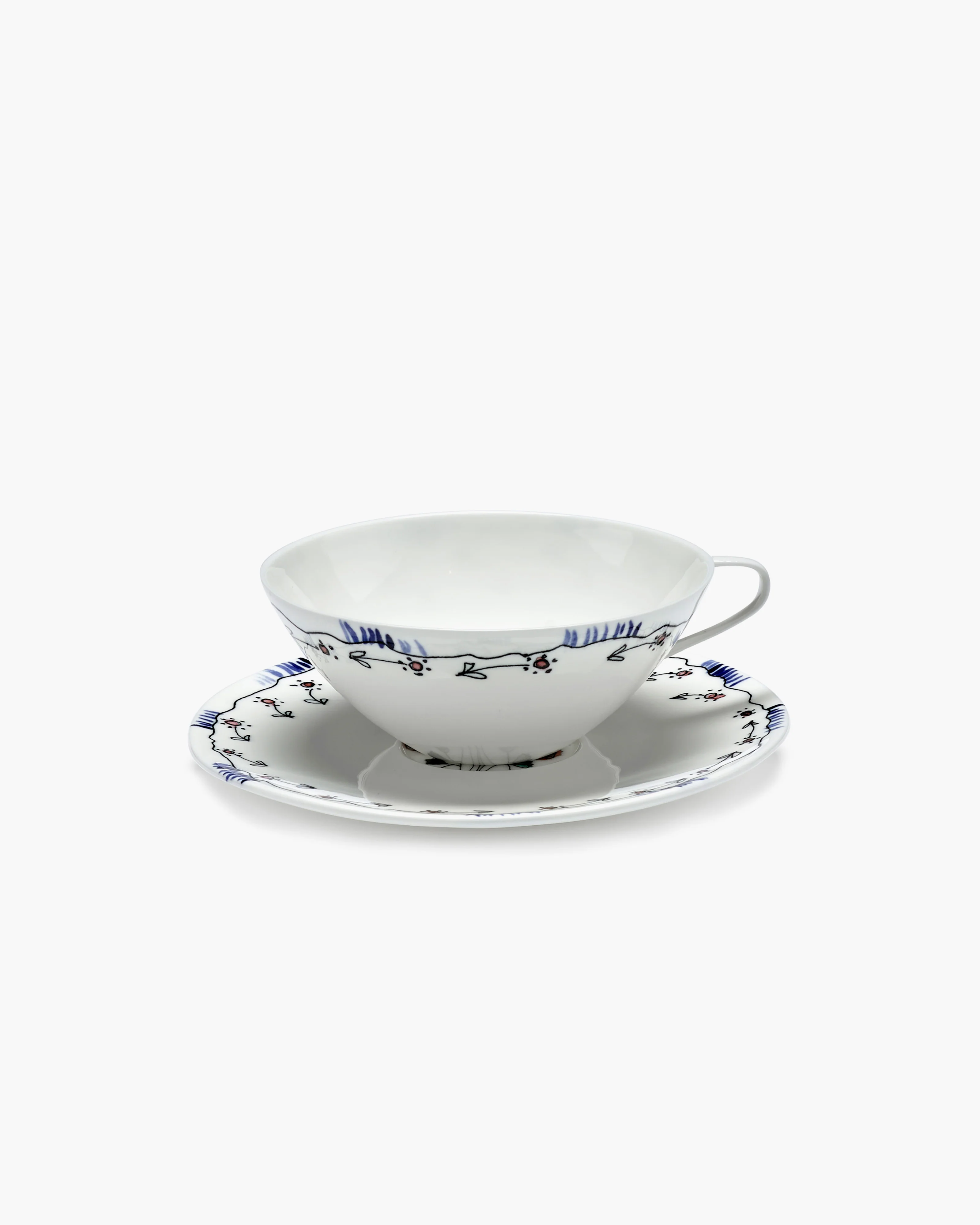 Tea cup with saucer Anemone milk Midnight Flowers