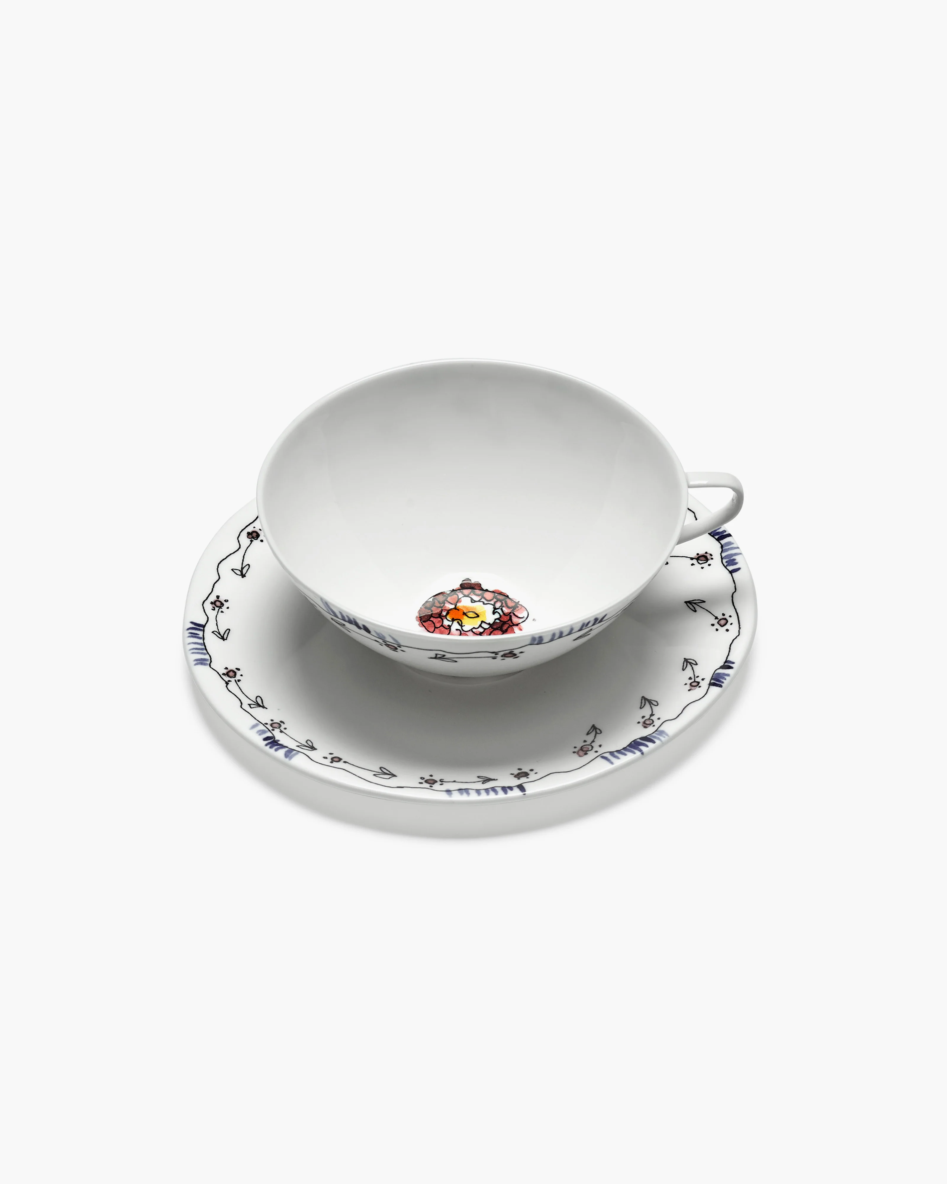 Tea cup with saucer Anemone milk Midnight Flowers - Image 4