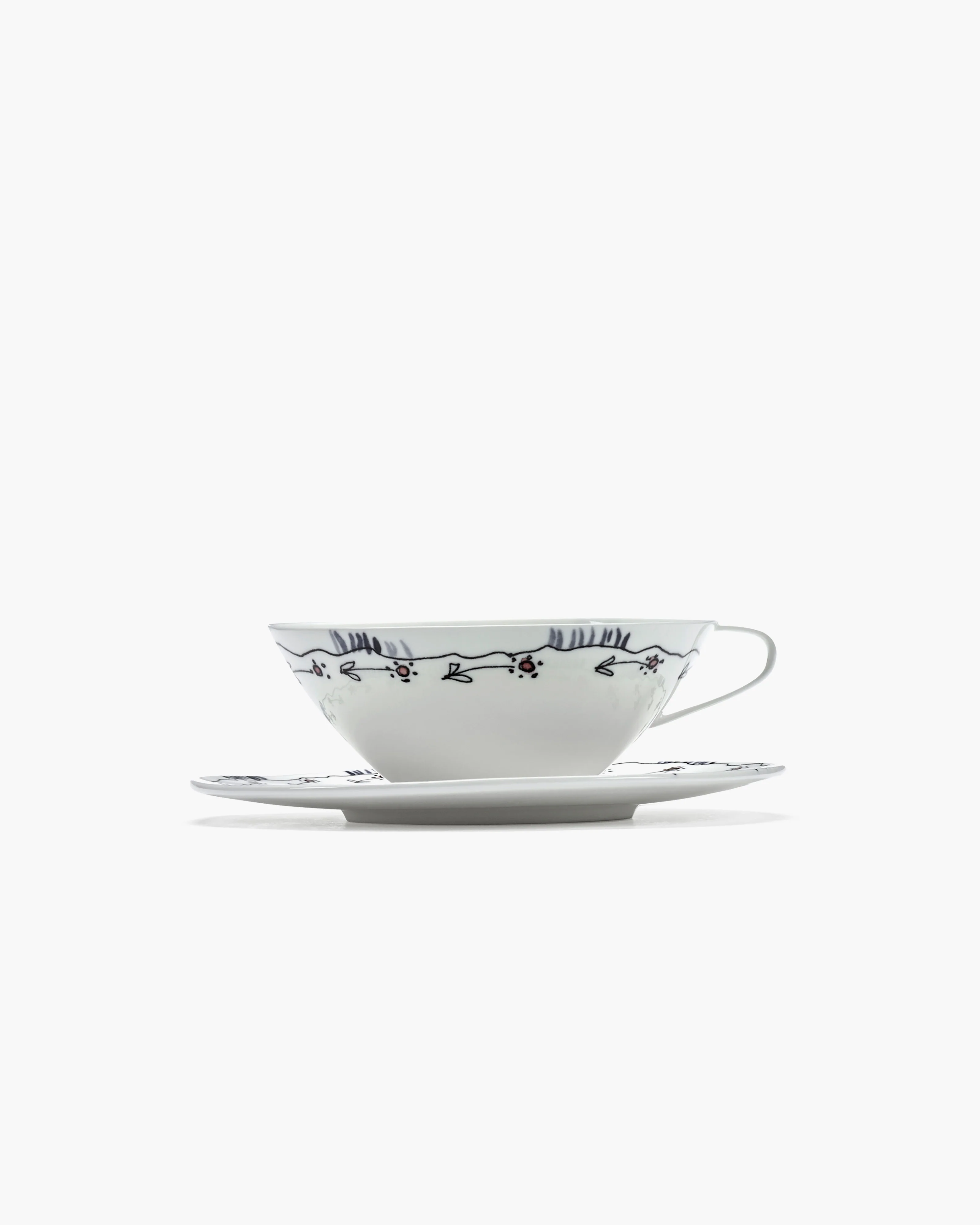 Tea cup with saucer Anemone milk Midnight Flowers - Image 5