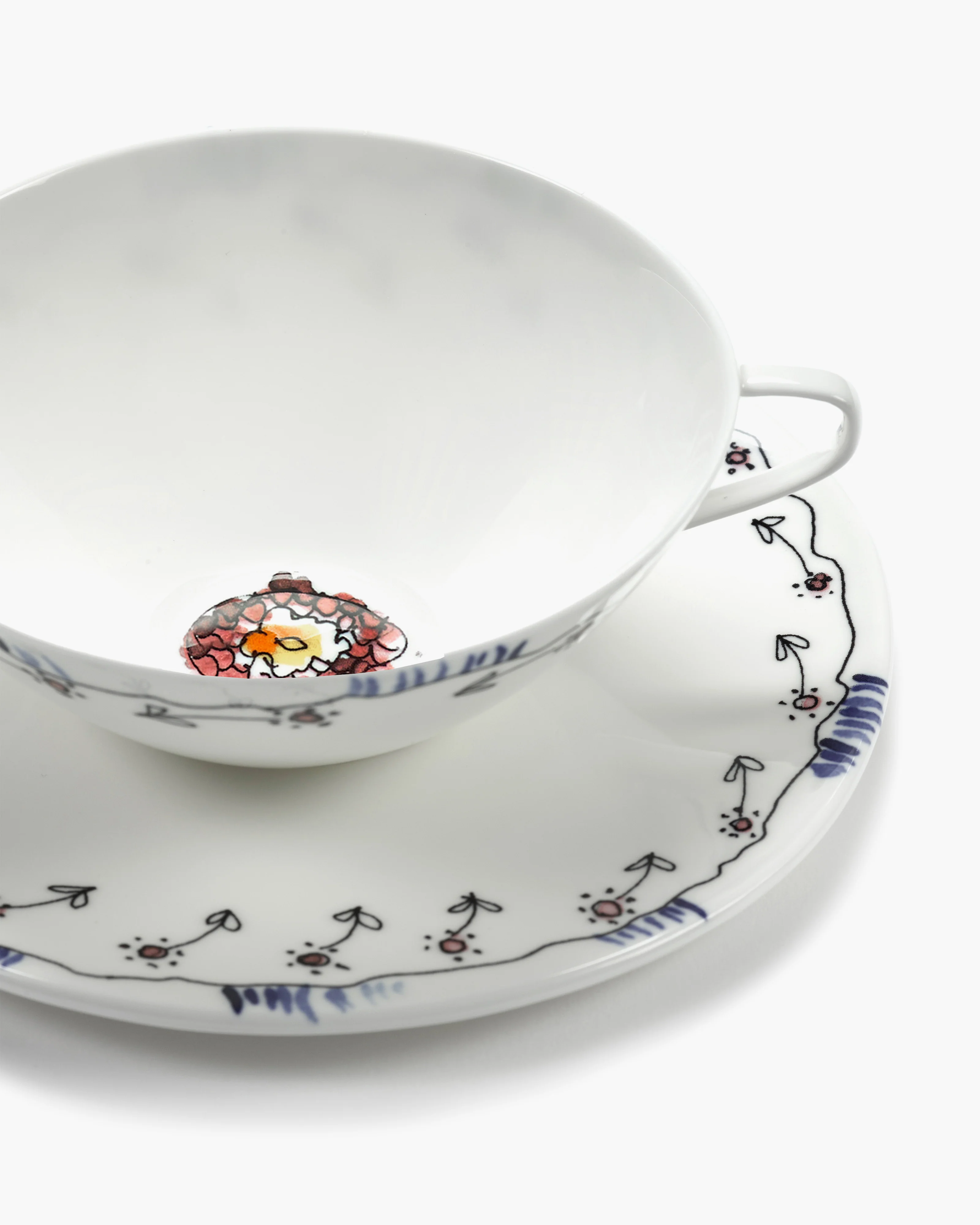 Tea cup with saucer Anemone milk Midnight Flowers - Image 6