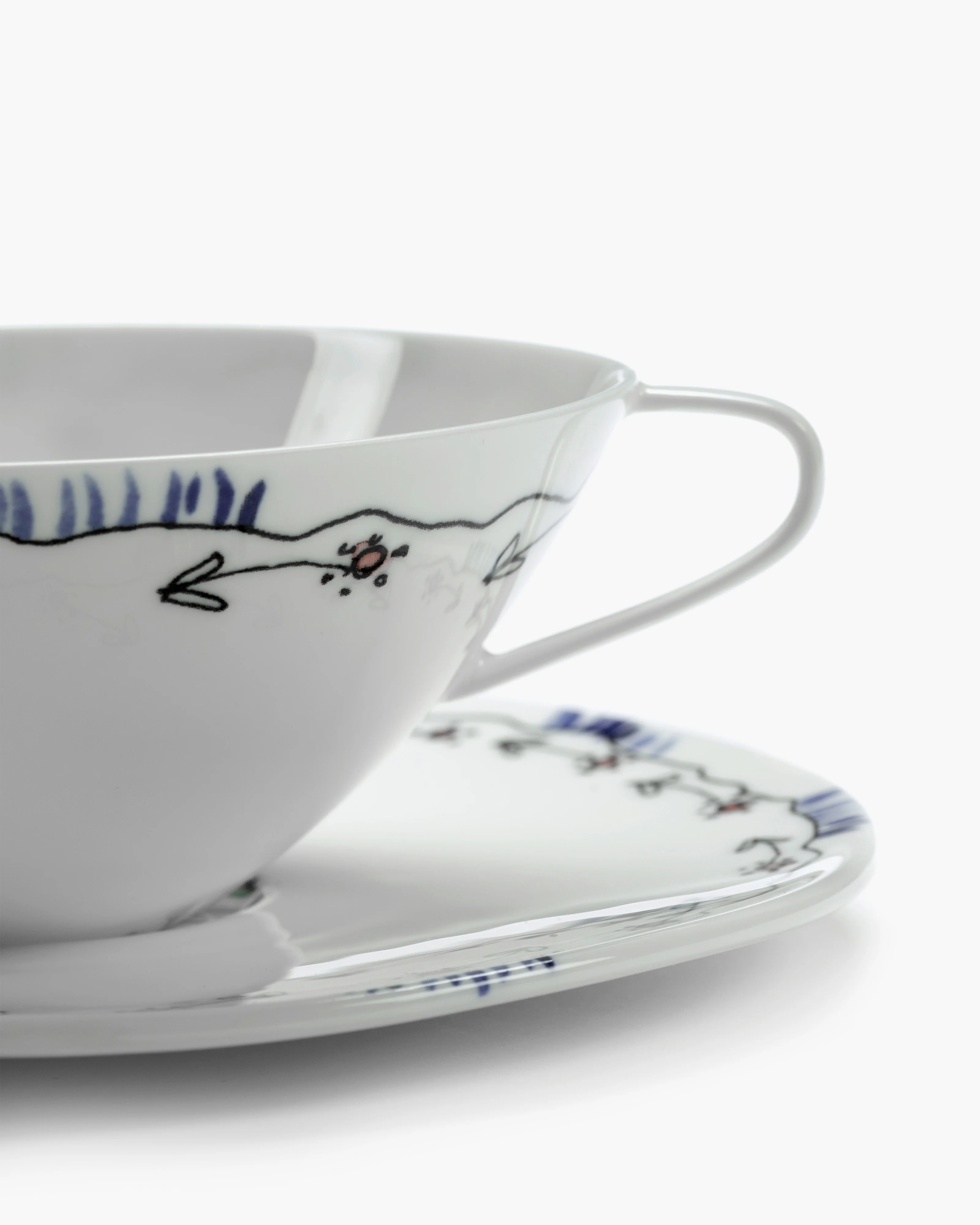 Tea cup with saucer Anemone milk Midnight Flowers - Image 7