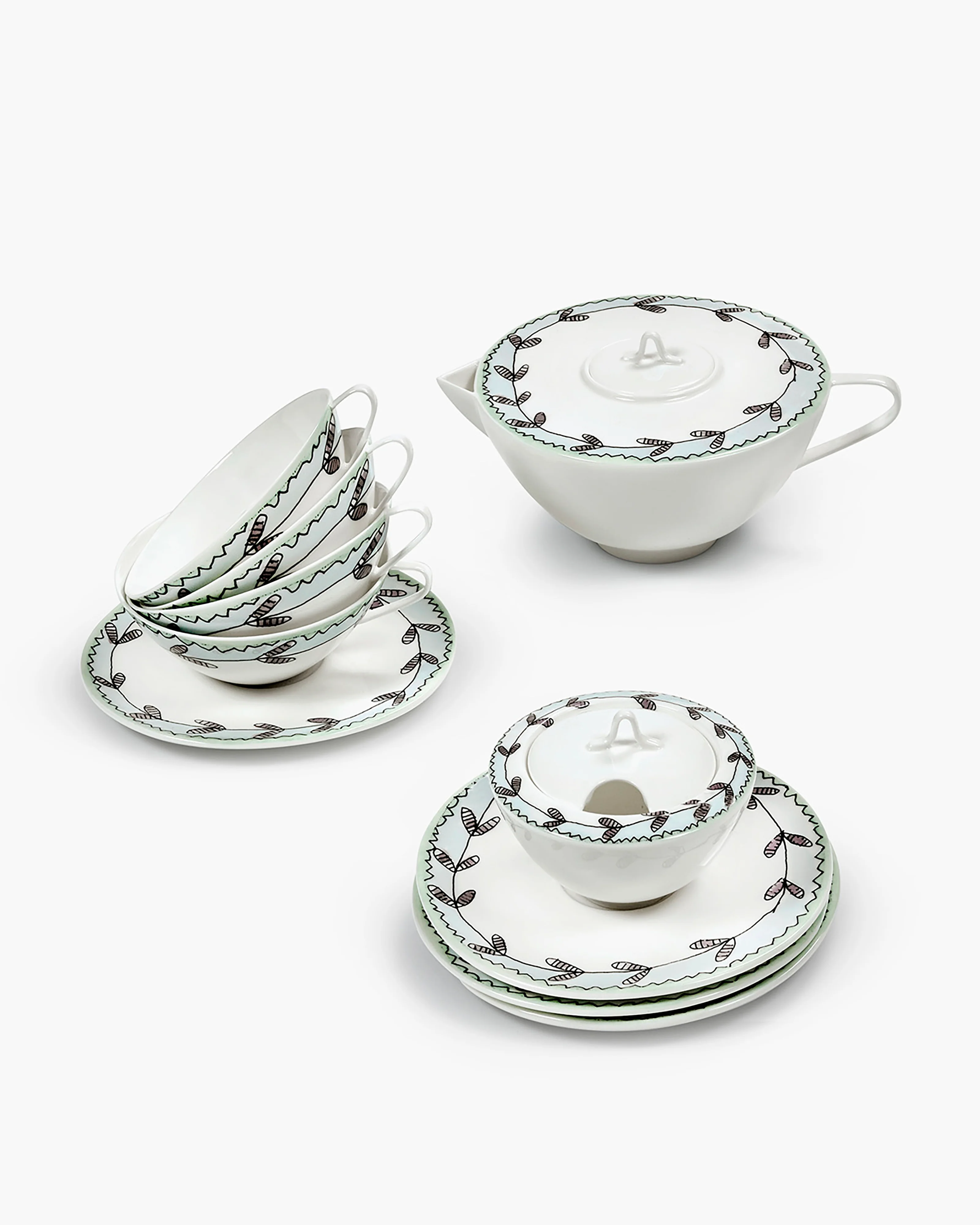 Tea Set 6 pieces blossom milk midnight flowers - Image 3
