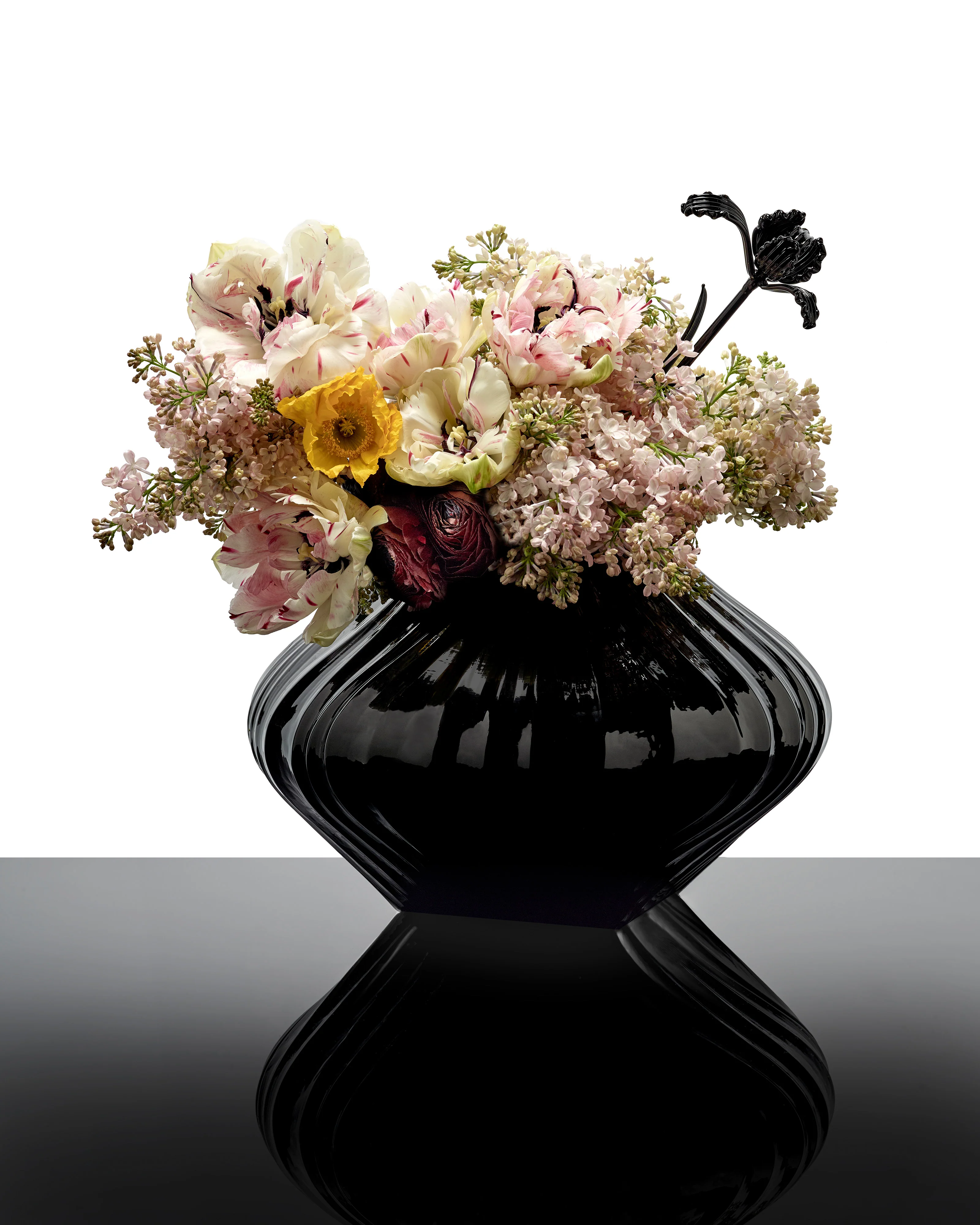 Vase with glass tube 04 black Josephine - Image 2