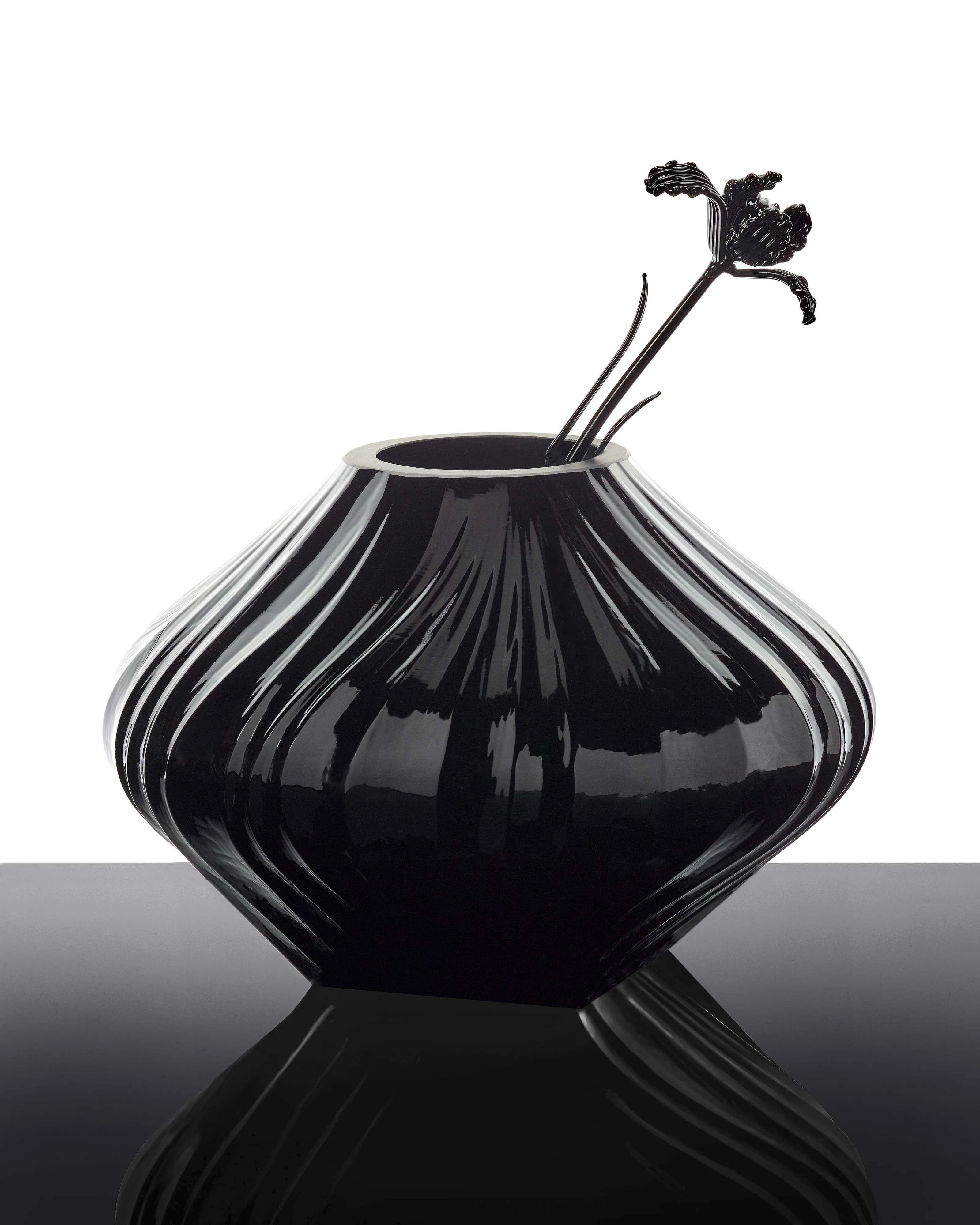 Vase with glass tube 04 black Josephine - Image 3
