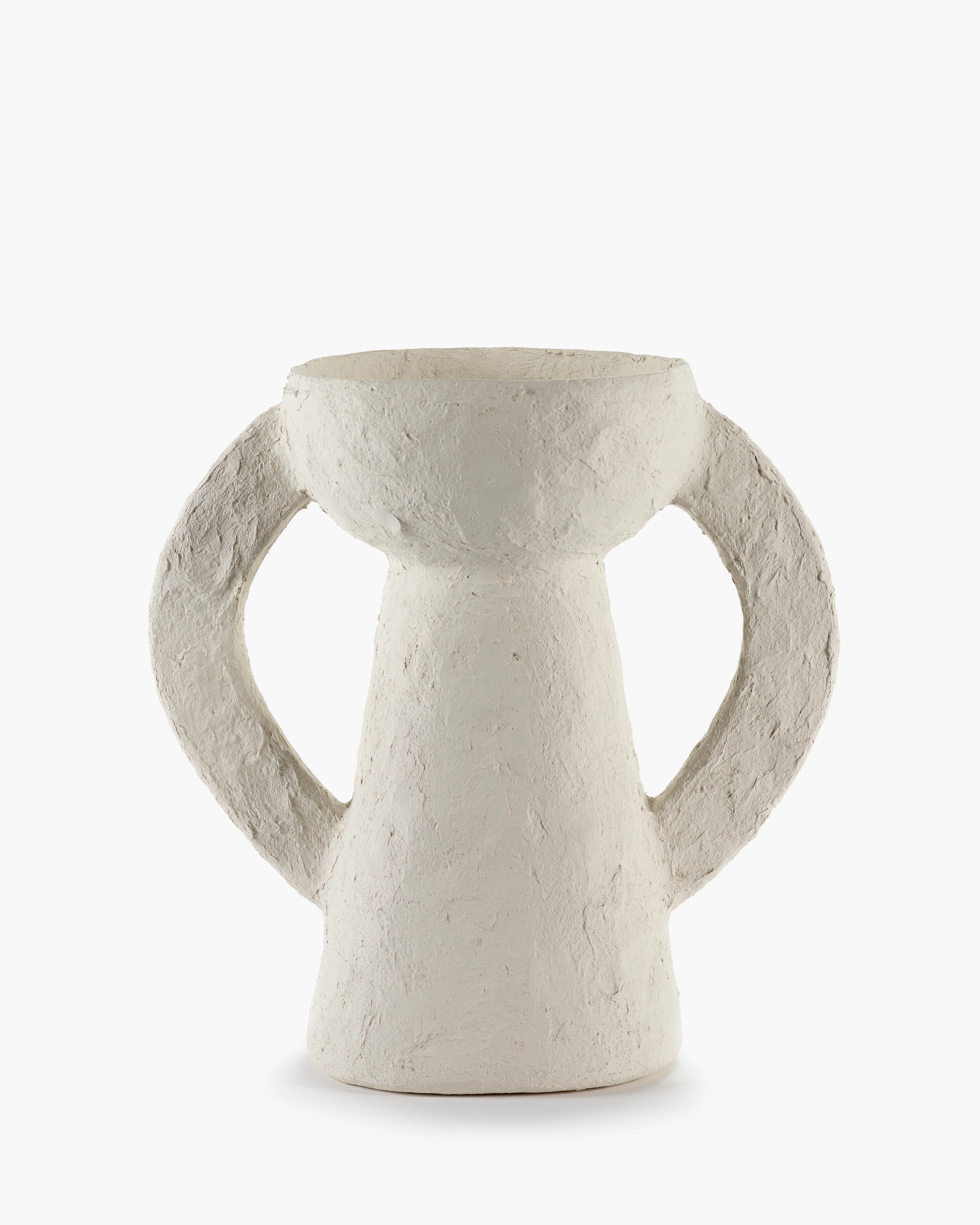 Vase with handles L white paper mache Earth