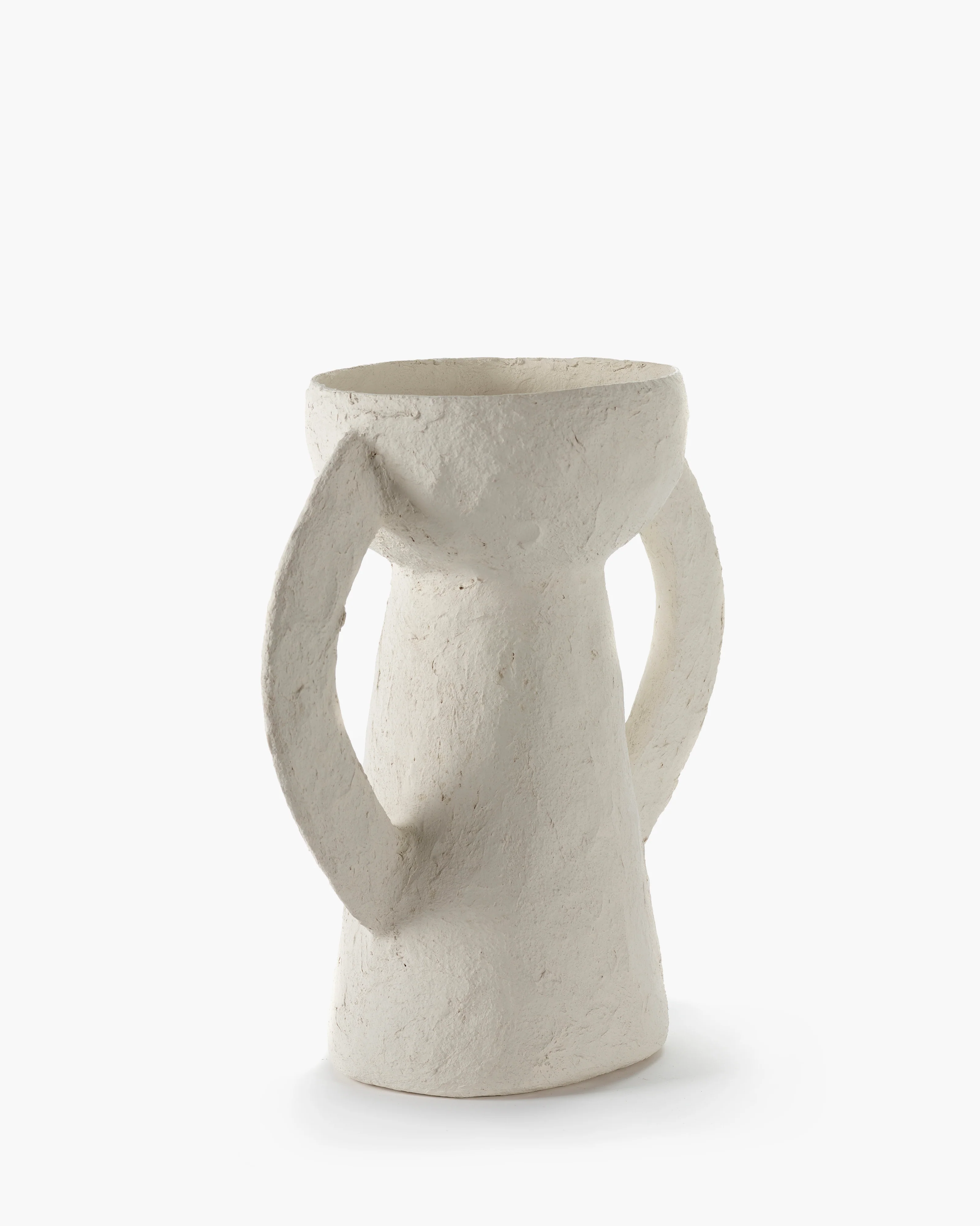 Vase with handles L white paper mache Earth - Image 2